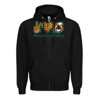 Black Peace Love Bulldog Zipper Hoodie - Jasminsmagicworld