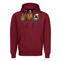 Burgundy Peace Love Bulldog Zipper Hoodie - Jasminsmagicworld