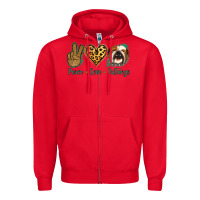 Red Peace Love Bulldog Zipper Hoodie - Jasminsmagicworld