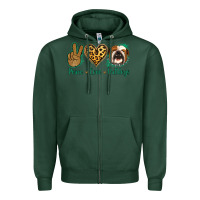 Sports Green Peace Love Bulldog Zipper Hoodie - Jasminsmagicworld