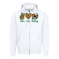 White Peace Love Bulldog Zipper Hoodie - Jasminsmagicworld