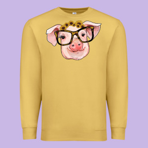 Sunflowers With Pig Premium Sweatshirt Designed By Ranaportraitstore
