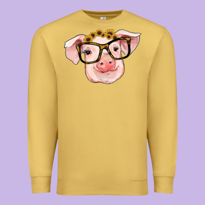 Sunflowers With Pig Premium Sweatshirt Designed By Ranaportraitstore