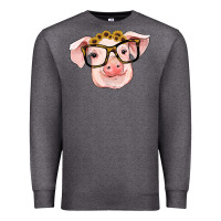 Charcoal Heather sunflowers with pig Premium Sweatshirt - RanaPortraitStore
