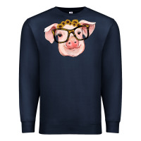 Navy sunflowers with pig Premium Sweatshirt - RanaPortraitStore