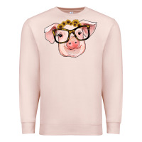 Pale Pink sunflowers with pig Premium Sweatshirt - RanaPortraitStore