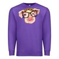 Purple sunflowers with pig Premium Sweatshirt - RanaPortraitStore