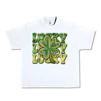 White Lucky Clover Urban Heavy Tee - CowhideDigitalArt