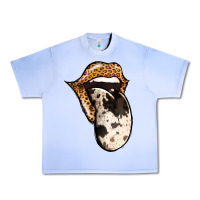 Grape Ice Western Leopard Cowhide Tongue Urban Heavy Tee - Jasminsmagicworld