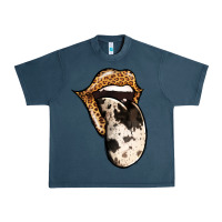 Midnight Navy Western Leopard Cowhide Tongue Urban Heavy Tee - Jasminsmagicworld