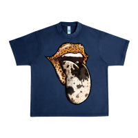 Navy Western Leopard Cowhide Tongue Urban Heavy Tee - Jasminsmagicworld
