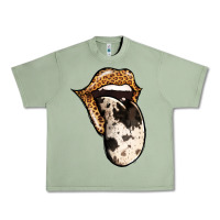 Oil Green Western Leopard Cowhide Tongue Urban Heavy Tee - Jasminsmagicworld