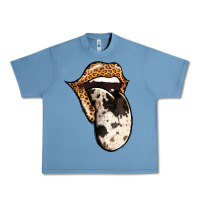 Pebble Blue Western Leopard Cowhide Tongue Urban Heavy Tee - Jasminsmagicworld