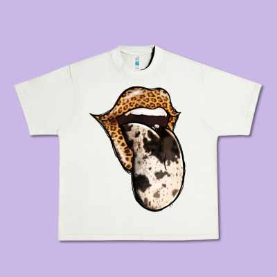 Western Leopard Cowhide Tongue Urban Heavy Tee Designed By Jasminsmagicworld