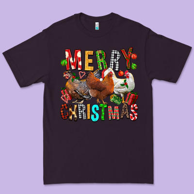 Merry Christmas Chickens Premium Tee Designed By Fadigitalartstudio