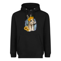 Black Sunflower Baby Donkey Heavyweight Hoodie - RanaPortraitStore