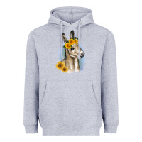 Heather Grey Sunflower Baby Donkey Heavyweight Hoodie - RanaPortraitStore