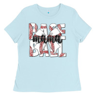Baby Blue baseball mama Ladies Tee - CowhideDigitalArt
