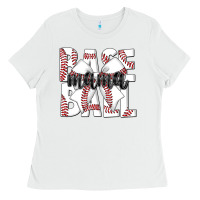 White baseball mama Ladies Tee - CowhideDigitalArt