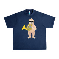 Navy funny sloth wearing sunglasses playing french horn Urban Heavy Tee - linhVisuals