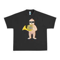 Pigment Black funny sloth wearing sunglasses playing french horn Urban Heavy Tee - linhVisuals