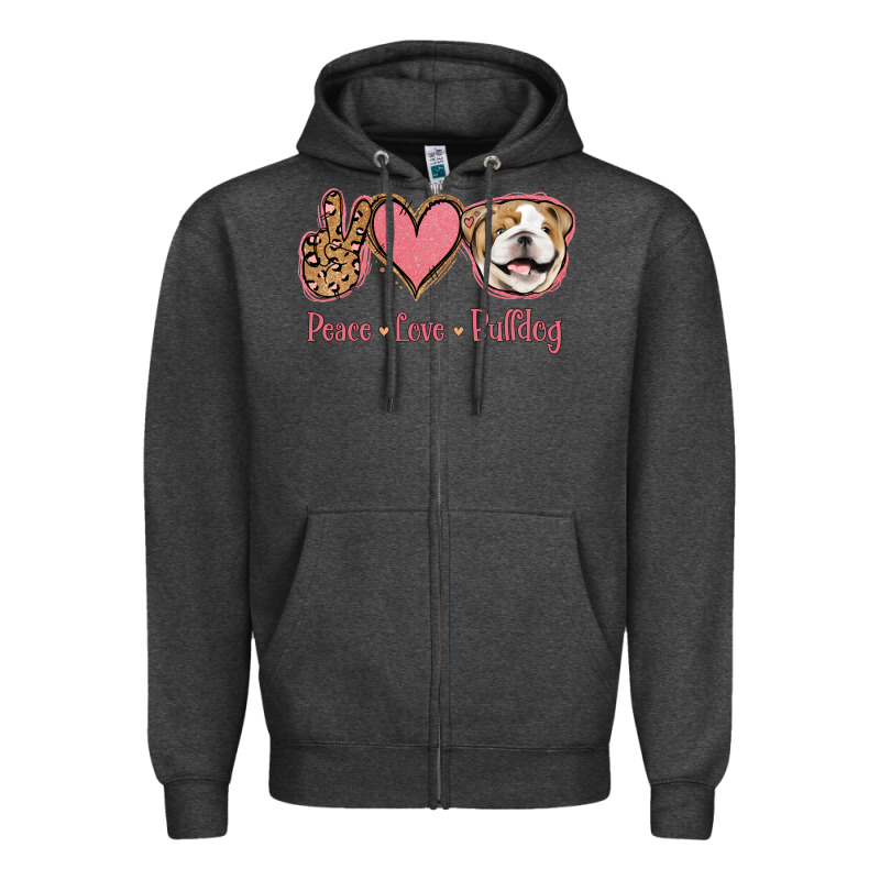 Peace Love Bulldog Zipper Hoodie by Jasminsmagicworld | Teevron