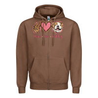 Chestnut Peace Love Bulldog Zipper Hoodie - Jasminsmagicworld