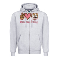Heather Grey Peace Love Bulldog Zipper Hoodie - Jasminsmagicworld