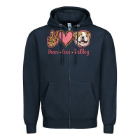 Navy Peace Love Bulldog Zipper Hoodie - Jasminsmagicworld