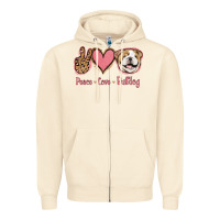 Sandshell Peace Love Bulldog Zipper Hoodie - Jasminsmagicworld
