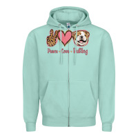 Seafoam Peace Love Bulldog Zipper Hoodie - Jasminsmagicworld