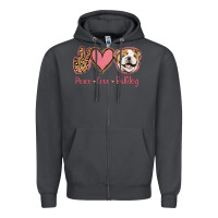 Smoke Peace Love Bulldog Zipper Hoodie - Jasminsmagicworld