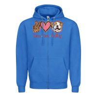 True Royal Peace Love Bulldog Zipper Hoodie - Jasminsmagicworld
