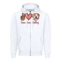 White Peace Love Bulldog Zipper Hoodie - Jasminsmagicworld