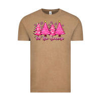 Vintage Coffee Tis the Season Pink Trees Vintage Tee - CowhideDigitalArt