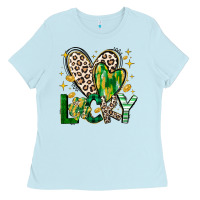 Baby Blue Lucky Saint Patricks Day Ladies Tee - CowhideDigitalArt