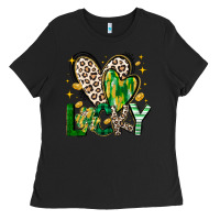 Black Lucky Saint Patricks Day Ladies Tee - CowhideDigitalArt
