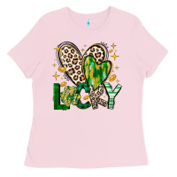 Bubblegum Pink Lucky Saint Patricks Day Ladies Tee - CowhideDigitalArt