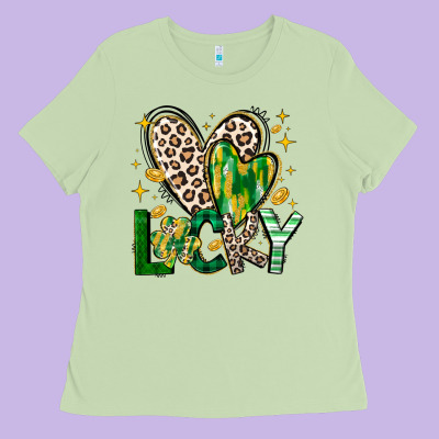 Lucky Saint Patricks Day Ladies Tee Designed By Cowhidedigitalart