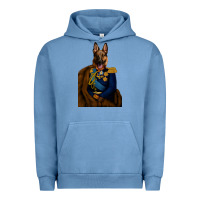 Pigment Pebble Blue Pet Portraits, Custom Pet Portraits, Renaissance Pet Portraits, Custom Urban Hoodie - RanaPortraitStore
