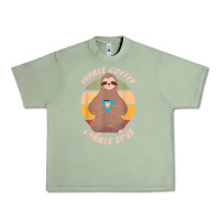 Oil Green inhale coffee exhale love sloth namaste yoga lover Urban Heavy Tee - linhVisuals