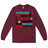 Burgundy baseball typography words Long Sleeve Tee - Artiststas