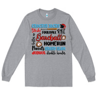 Heather Grey baseball typography words Long Sleeve Tee - Artiststas