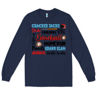 Navy baseball typography words Long Sleeve Tee - Artiststas
