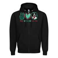 Black Peace Love Border Collie Zipper Hoodie - Jasminsmagicworld