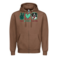 Chestnut Peace Love Border Collie Zipper Hoodie - Jasminsmagicworld
