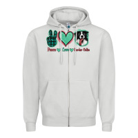Peace Love Border Collie Zipper Hoodie | Teevron