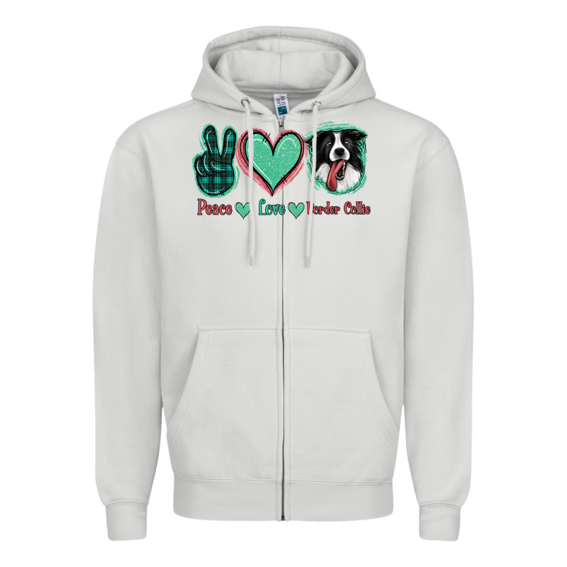 Peace Love Border Collie Zipper Hoodie by Jasminsmagicworld | Teevron