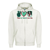 Oatmeal Heather Peace Love Border Collie Zipper Hoodie - Jasminsmagicworld
