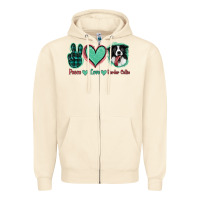 Sandshell Peace Love Border Collie Zipper Hoodie - Jasminsmagicworld
